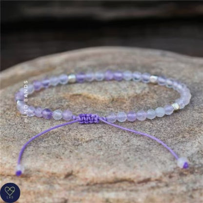 Lavender Jade Faceted Bead Bracelet, Adjustable Minimalist Bracelet, Natural Gemstone Bracelet, Tibetan Yoga - LND Bands