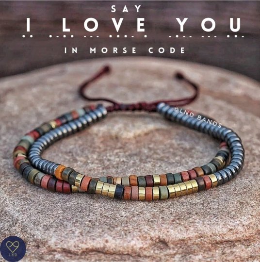 Morse code I LOVE YOU Picasso Jasper Bracelet - LND Bands