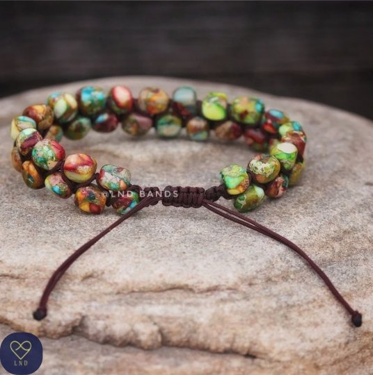 Multicolour Macrame Imperial Jasper Bracelet - LND Bands