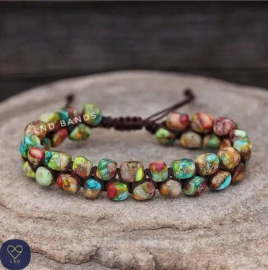 Multicolour Macrame Imperial Jasper Bracelet - LND Bands