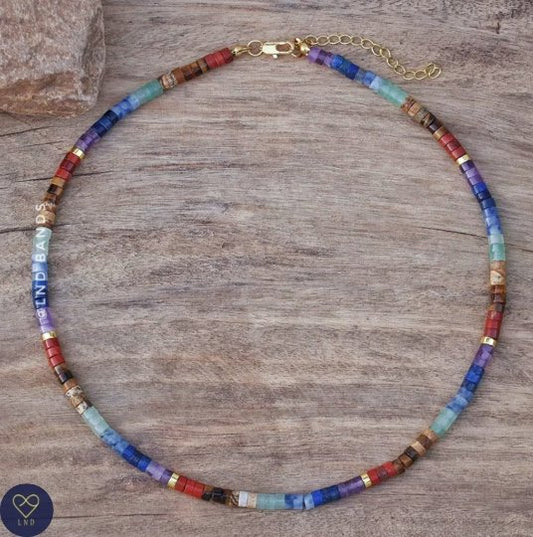 NEW 7 Chakra Necklace - Natural Stone Necklace, 4mm - LND Bands