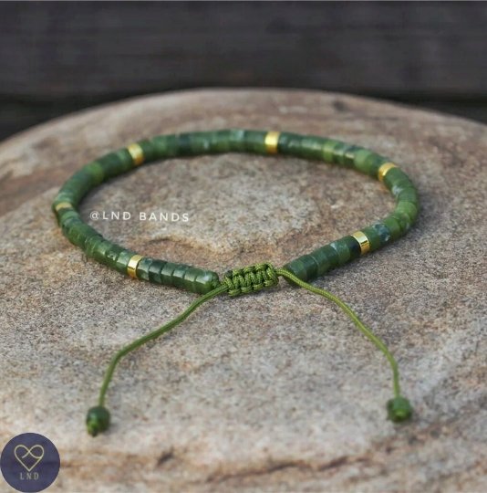 Olive Jade - Natural Stone Bracelet, 4mm - LND Bands