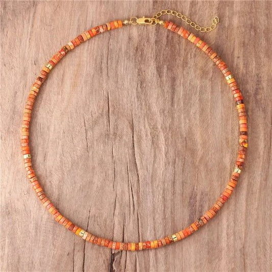 Orange Jasper - Natural Stone Necklace, 4mm - LND Bands