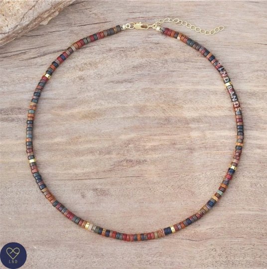 Picasso Jasper - Natural Stone Necklace, 4mm - LND Bands