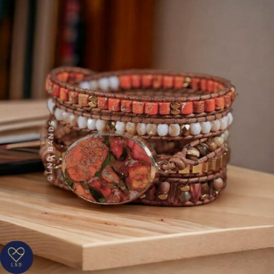 Picture Jasper Imperial Jasper Wrap Bracelet - LND Bands