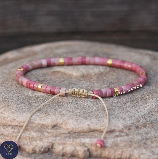 Pink Rhodonite - Natural Stone Bracelet, 4mm - LND Bands