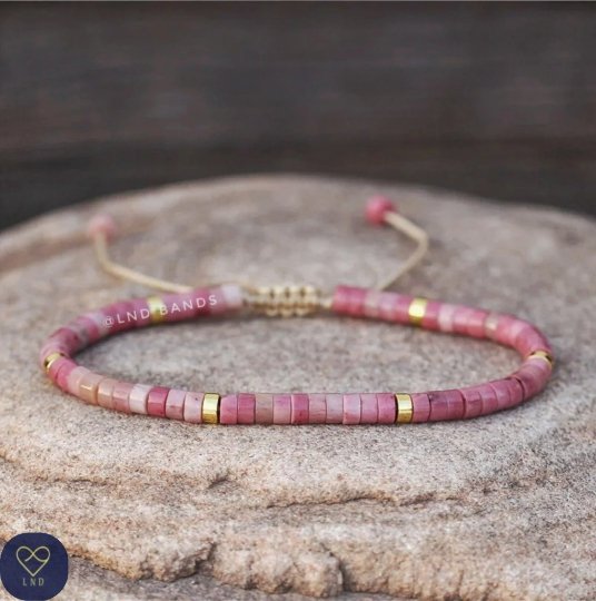 Pink Rhodonite - Natural Stone Bracelet, 4mm - LND Bands