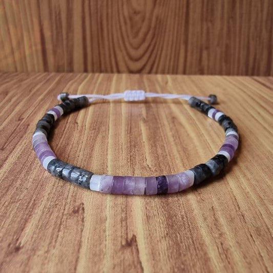 Purple Mica Black Labradorite - Natural Stone Bracelet, 4mm - LND Bands