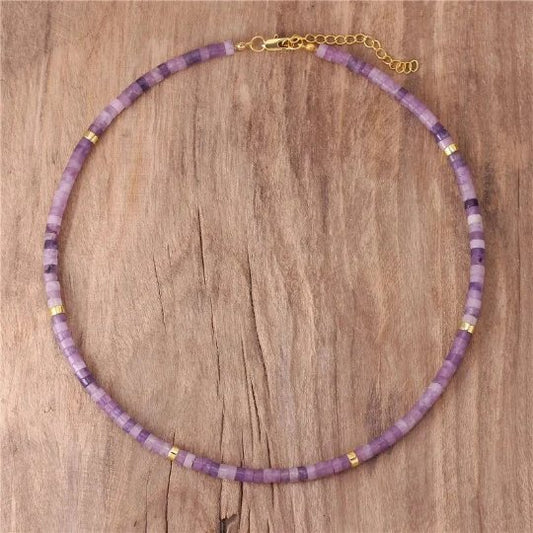 Purple Mica - Natural Stone Necklace, 4mm - LND Bands