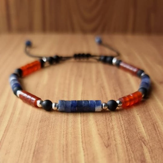 Red Agate and Sodalite - Natural Stone Bracelet, 4mm - LND Bands