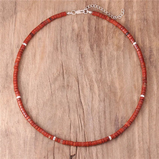 Red Jasper - Natural Stone Necklace, 4mm - LND Bands