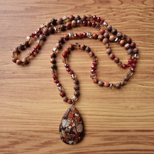 Red Stone Handmade Yoga/Meditation Necklace - LND Bands
