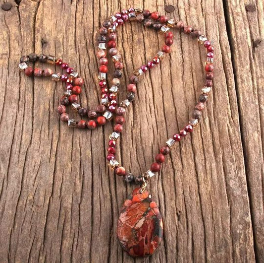 Red Stone Handmade Yoga/Meditation Necklace - LND Bands