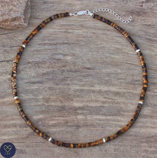 Tiger Eye - Natural Stone Necklace, 4mm - LND Bands