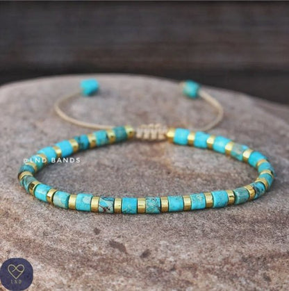 Turquoise tube Imperial Jasper bracelet - Natural Stone Bracelet, 4mm - LND Bands